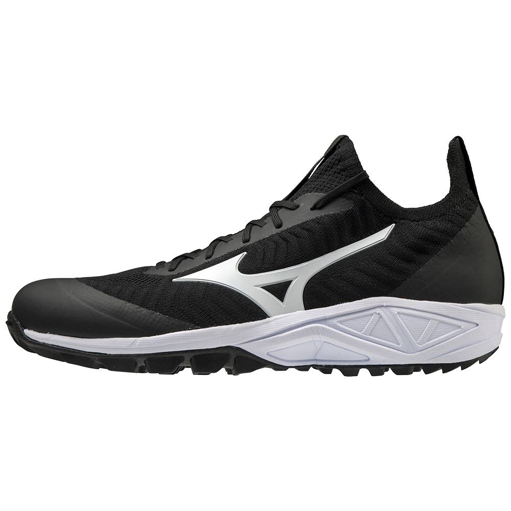 Zapatillas Beisbol Mizuno Dominant AS Knit All Surface Bajas Turf Hombre Negras/Blancas Ofertas JARB